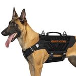 OneTigris Tactical Dog Harness Full Metal, X-ARMOR No Pull Dog Harness Vest with Reflective Velcro, Military Adjustable Easy to Put On Dog Vest Dog for Walking Hiking Training (Black, M)