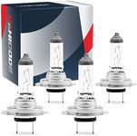 VEHICODE H7 Halogen Headlight Bulbs High and Low Beams 12V 55W 4300K Warm White Combo Kit Car Motorcycle Hi/Lo Projector Headlamp Fog Light DRL Replacement (4 Pack)