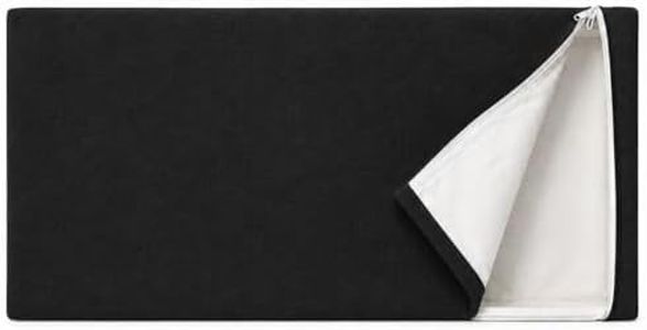 Cloud Frame Bed - Premium Waterproof Linen - Removable & Washable Cover - Soft Upholstered Minimalist Modern - Box Spring NOT Included (Black Linen, Queen Headboard Cover)
