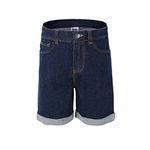 Bienzoe Girls Denim Jean Shorts: Kids High Waisted Cotton Stretch Summer Casual Rolled Bermuda Navy 14