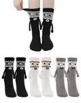 3 Pairs Funny Holding Hands Socks, Cute Magnetic Hand Holding Socks Couples Gifts for Women Men, Crazy Silly Novelty Socks for Adult, Teen, Friends