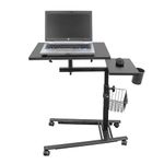 Isomars 360° Rotatable Standing Laptop Table Multipurpose Study Desk,Lockable Wheels, & Height Adjustable for Office Table, WFH & Online Classes, Sit Stand Table (Black)