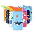 BOZ Kids Insulated Water Bottle with Straw Lid - Stainless Steel Vacuum Double Wall Toddler Water Bottle, 14 oz (414ml) Scratch-Resistant BPA-Free and Dishwasher-Safe Kids Water Bottle (Shark)