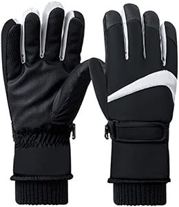 Andiker Women Waterproof Ski Gloves, Winter Touchscreen Thermal Gloves with Fleece, Windproof Snowboard Gloves for Skiing Running and Cycling (Black)