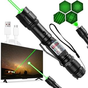 [Professional] Rechargeable Green Light Flashlight Long Distance Range for TV/LED/LCD Screens Tactical Flashlights Presentation Office/Outdoors/Astronomic/Construction [005]