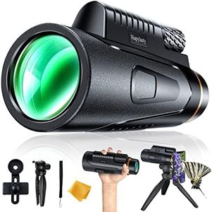 Hapylasty 12x50 HD Monocular Telescope with Smartphone Adapter, Upgraded Tripod, High Power Monocular with Clear Low Light Vision for Adults, FMC BAK4 Prism, Gear for Hunting Bird Watching