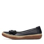 Clarks Collection Women's Elaina Jade Ballet Flat, Black Leather, 10 Wide US