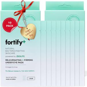 Fortify 9-in-1 Korean Under Eye Pads with Zeolite - Anti Dark Circles & Puffy Eyes Treatment, Dermatologist Tested - Hydrating & Anti-Aging Eye Patches - Natural Clean Beauty - 10 Pairs