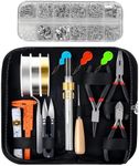 MMOBIEL Jewelry Making Supplies Kit Jewelry Making Kit with Jewelry Pliers, Wire and Supplies for Repairs and Creating Earrings, Bracelets, Necklaces and More – 845 Pieces Supplies Kit – Silver