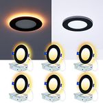 CycevSun Pot Lights LED 4 Inch Recessed Lighting with Night Light, Dimmable & 5CCT Selectable, Lumiere Encastre Plafond LED 4 po, 9W, cETL & ES, Black, 6 Pack