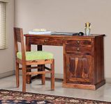 Krishana Art Palace Sheesham Wood Wooden Study Writing Desk Table for Office in Modern Design & Standard Size | Laptop Computer Table for Home and Office | Sheesham Solid Wood Glossy Finish,