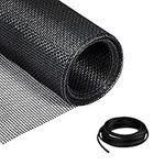 Yotache Screen Repair Kit, 48"W × 99"L Durable Polyester Adjustable Screen Mesh with Retainer Spline (32ft) for Door and Window Screens Replacement & Repair, Easy DIY Project Black