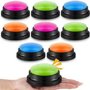 8 Pieces Recordable Answer Buzzers Button Answer Buzzers Game Show Buzzer Recordable Button Classroom Buzzers for Team Family Classroom Game and Trivia Nights (Fresh Color)