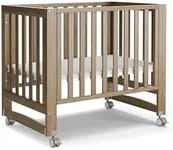 MAMAZING EvoNest Baby Crib, 6 in 1 Convertible Mini Crib with Wheels, 100% New Zealand Pinewood Growing Bed, 4 Adjustable Mattress Height,GREENGUARD Gold Certified,Teakwood