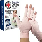 Dr. Arthritis Copper Arthritis Compression Gloves for Women and Men, Carpal Tunnel Gloves, Hand Brace for Arthritis Pain and Support (Medium Pink)