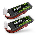 OVONIC 2s Lipo Battery 50C 1500mAh 7.4V Lipo Battery Soft Case with Dean-Style T Connector for Foamy Airplane Small Helicopter 55mm EDF RC Plane RX TX and 1/12 1/14 1/16 1/18 Scale RC Cars (2 Packs)