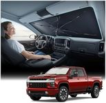 Nmoiss Windshield Sun Shade Umbrella for GMC Silverado - [Vinyl Coating Heat Shield] Protect Car from Sun Rays & Heat Damage Keep Cool and Protect Interior, Spring Structure Edge