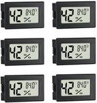 Mini Hygrometer Indoor Humidity Meter Hygrometer Thermometers 6 Pack Humidity Meters Gauge Hygrometer Mini Digital Thermometer Hygrometer with Fahrenheit (℉) for Humidors, Greenhouse, Garden, Cellar