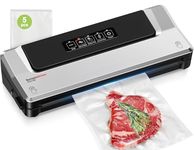 Bonsenkitchen Vacuum Sealer, Globefish Technology for High-Speed Continuous Working, Multi-Functional Vacuum Sealer Machine for Sous Vide Cooking and Food Stay, Includes 5 Vacuum Bags (Silver)