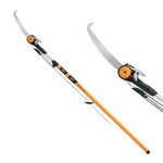 Fiskars 7-16 ft. Extendable 2-in-1 Pruner and Pole Saw for Tree Trimming, Tree Trimmer with Chain-Drive for Cutting Branches up to 1.25" Diameter with More Power, Garden Tools