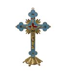 Christian Holy Cross Crucifix With Gold Metal Stand Table Home Altar Jesus Christ Gift (Large 29.5 x 18.5cm)