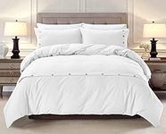 Home Beyond & HB design - 3 Piece Duvet Cover Set King Size with Buttons Closure - 1 Duvet Cover with 2 Pillow Shams - Soft Brushed Microfiber Hypoallergenic Breathable, Wrinkle Fade Resistant - White