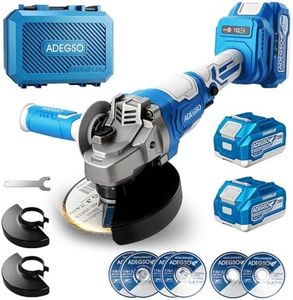 ADEGSO 21V Cordless Brushless Angle Grinder, 12000 RPM, Compatible with 4-1/2" to 5" Grinding Discs, 2 x 4.0Ah Batteries Included, Electric Grinding Tool Set for Cutting, Grinding, Polishing & DIY