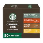 Starbucks by Nespresso Capsules, (50 Pods, Compatible With Nespresso Original Machines) (Mild Variety Pack), Box - 0.057 Kg