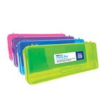 BAZIC Plastic Pencil Case, Ruler Lenght Large Utility Storage Box, Assorted Color, Multi Purpose Organizer, 4-Pack