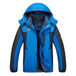 R RUNVEL Waterproof Winter Coats for Men Walking Hiking Ski Rain Warm Fleece Outdoor Mountain Skiing Snow Jackets and Coats Blue UK M