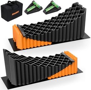 Kohree RV Leveling Blocks, Up to 50000 LBS, Curved Camper Levelers with Wheel Chocks, Rubber Mats & Carry Bag, RV Leveling Levelers for Heavy Duty Travel Trailers, Fifth Wheels, Orange