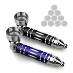 Mini Metal Smoking Pipe 2pcs, Pipes Holder with 10 Screen Filters - Gifts for Grandfather,Father,Husband,Boyfriend - Portable Creative Detachable Small Tools - Father's Pocket Decor