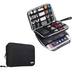 BUBM Double Layer Travel Gear Organizer/Electronics Accessories Bag/Phone Charger Case, Fit for iPad/iPad Mini/iPad Air (Large, Black)