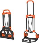 BLACK+DECKER BXWT-H200-SP Folding Hand Truck with 65 kg Capacity, Steel Portable Durable Dolly Trolley Cart with TRP Hand Grip, Telescopic Handle and Bungee Cord, Black and Orange, (40 x 41 x 102 cm)