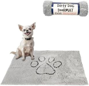 Dog Gone Smart Dirty Dog Microfiber Paw Doormat - Muddy Mats for Dogs - Super Absorbent Dog Mat Keeps Paws & Floors Clean - Machine Washable Pet Door Rugs with Non-Slip Backing | Small Silver Grey