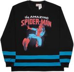 Marvel Comics The Amazing Spider-Man Mens and Womens Long Sleeve T-Shirt (Large, Black/Blue)