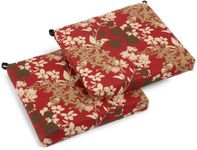 Blazing Needles Outdoor Spun Poly 19-Inch by 20-Inch by 3-1/2-Inch All Weather UV Resistant Zippered Cushions, Montfleuri Sangria, Set of 2