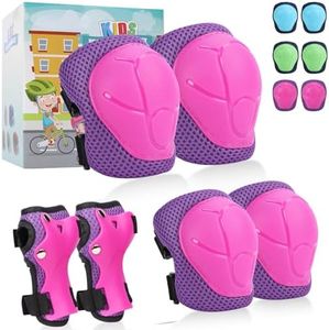 SAMIT Knee Pads for Kids 3-8 Years Boys Girls Protective Gear Set Toddler Knee and Elbow Pads with Wrist Guards 6 in 1 Safety Gear Set for Skating Cycling Bike Rollerblading Scooter Roller Skates