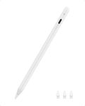 Spigen Stylus Pen Compatible with iPad 10/9/8/7/6, iPad Air, Pro 13/11 inch M4 M2, iPad Mini 6/5, Tilt Sensitive, Palm Rejection and Magnetic Attachment with Extra Pen Tip - White