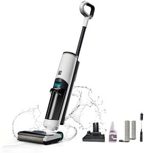 Kenmore HF5010 3-in-1 Cordless Wet Vacuum Hard Floor Cleaner with Automatic Air-Drying, 35mins Runtime & One Edge Self-Cleaning Mop for Multi-Surface and Messes, White