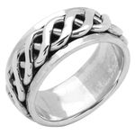 Treasure Bay MENS 9MM Wide Celtic Knot Design Ring, 925 Sterling Silver Spin Stress Relief Ring - Available in Sizes: P R T U W Y Z (R)