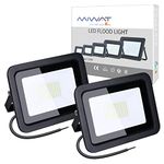 MIHEAL 2 PCS 50W LED Flood Light, Cool White, IP68 Waterproof Super Bright Work Light, 110V, Outdoor Floodlight for Yard, Garden, Garage, Lawn, Court