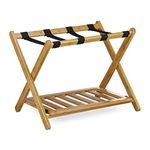 Relaxdays Bamboo Luggage Stand, Size: 53 x 68 x 53 cm Foldable Suitcase Rack for Holding Suitcases Backpacks as Luggage Support or Stand made of Wood as Tray Stand and Suitcase Shelf, Natural Brown