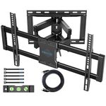 BONTEC Universal TV Wall Mount for 37-86 Inch Flat and Curved TVs up to 65kg, Swivels Tilts Extends Double Arm Full Motion TV Wall Bracket, Max VESA 600x400mm, Drilling Template Included