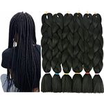 LOHXINHAIR Braiding Hair 24 Inch 6 Packs Black Kanekalon High Temperature Resistance Synthetic Jumbo Bohemian Braids Long Crochet Hair Extensions Soft Yaki Texture for Black Women