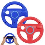 Steering Wheel for Wii Controller, PowerLead 2 pcs Racing Wheel Compatible with Mario Kart, Game Controller Wheel for Nintendo Wii Remote Game-Red and Blue