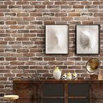 Akywall Brown Brick Wallpaper Peel and Stick Realistic Textured Rock Stone Self Adhesive Contact Paper Embossed Vintage Removable Vinyl Wall Paper Faux Brick Look Wall Covering 118inch