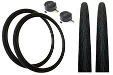 PAIR Baldy's 700 x 28c BLACK Racing Bike Slick Road Tyres & Schrader Valve Tubes