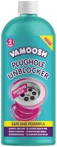 Vamoosh Plughole Unblocker, Drain Unblocker Bathroom - Dissolves Hair, Bleach-Free Bathroom Sink Unblocker, Septic Tank Safe, Fast Acting, Safe & Powerful - 2 Doses (600ml)