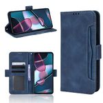 Futanwei Multi-Card Slot Wallet Case for Motorola Edge Plus (2022)/ Verizon Motorola Edge Plus 5G UW, [5 Card Slots] [Magnetic Closure] Luxury PU Leather Flip Wallet Case Cover with Card Holder, Blue